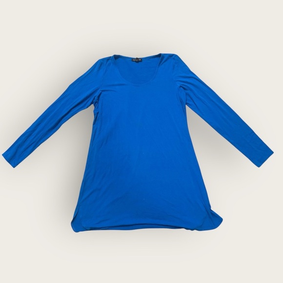 Eileen Fisher Jersey Teal Blue Scoop Neck Soft Tunic Long Blouse/dress Sz Med - Picture 3 of 15